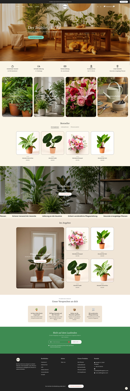 FLORU - Eleganter Shopify Theme für Pflanzen & Floristik (Serifenschriften & Boutique-Look)